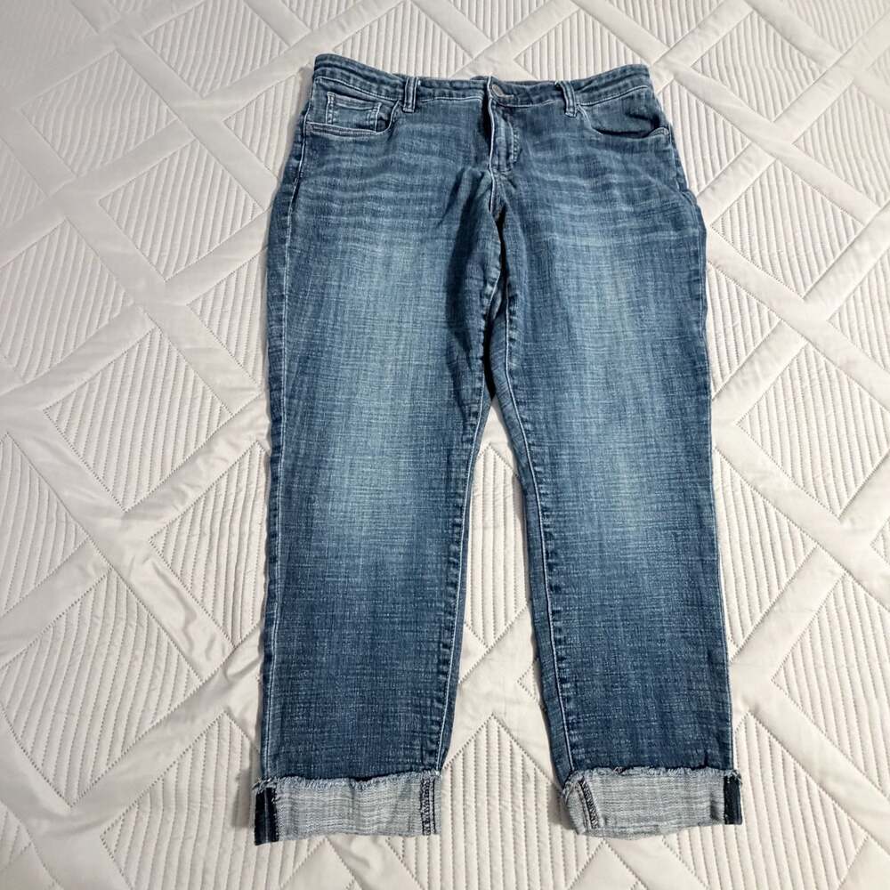 KUT from the Kloth Women's Blue Denim Cuffed Ankle Jeans Size 14W
